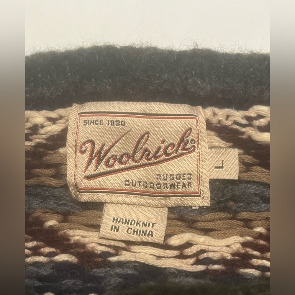 Woolrich Men”s Vintage Handknit  Wool Blend Multicolor  Ski Sweater Size L - Picture 3 of 10